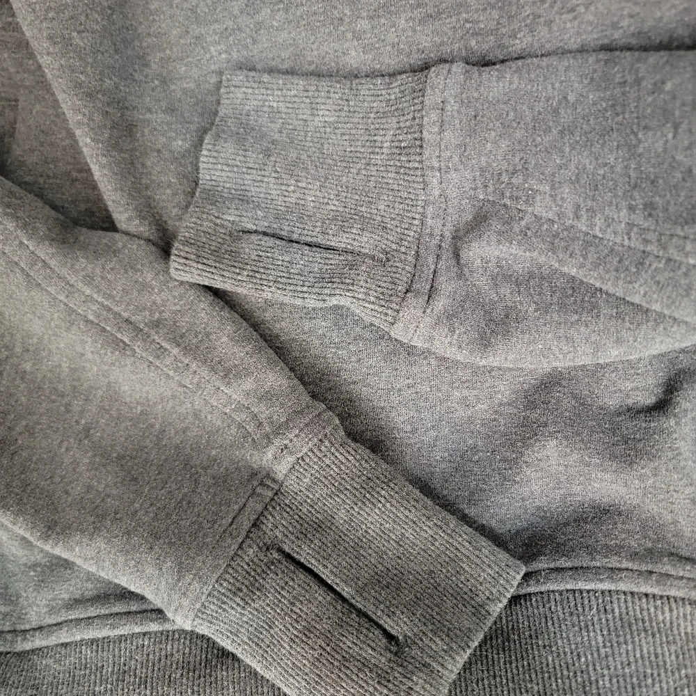 Lululemon Sz 8 Sweater Cowl Funnel Neck Pockets Thumbholes Gray_5